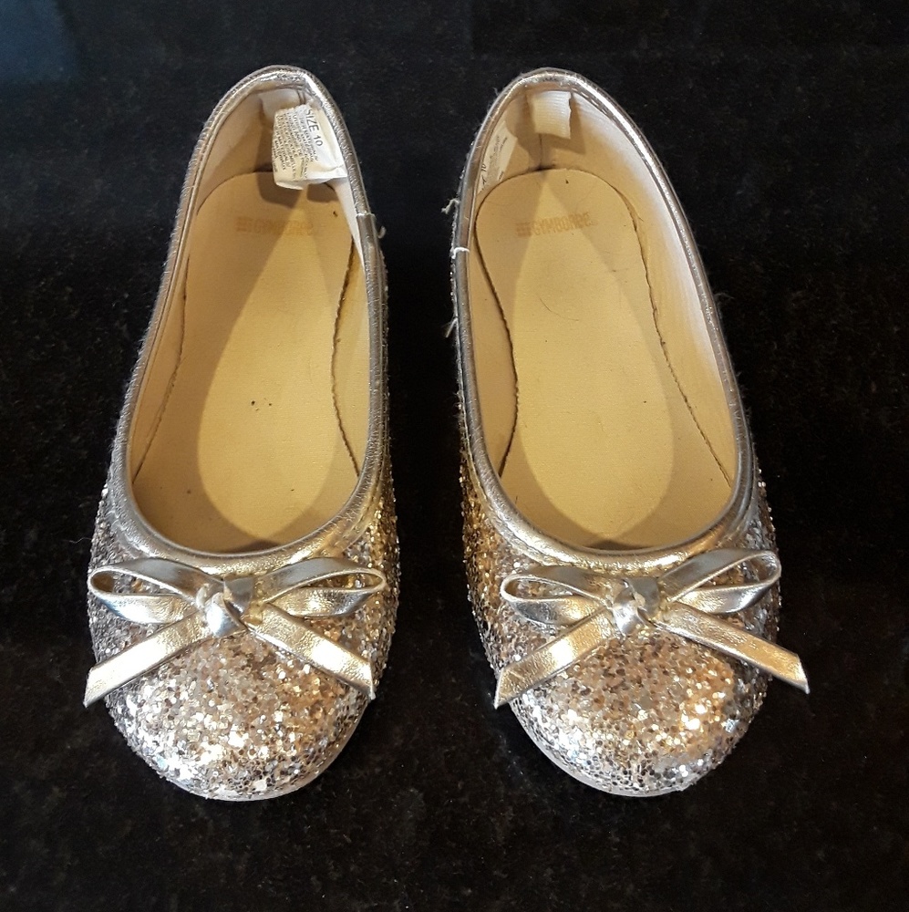 Girls size 10 gold glitter ballet flats